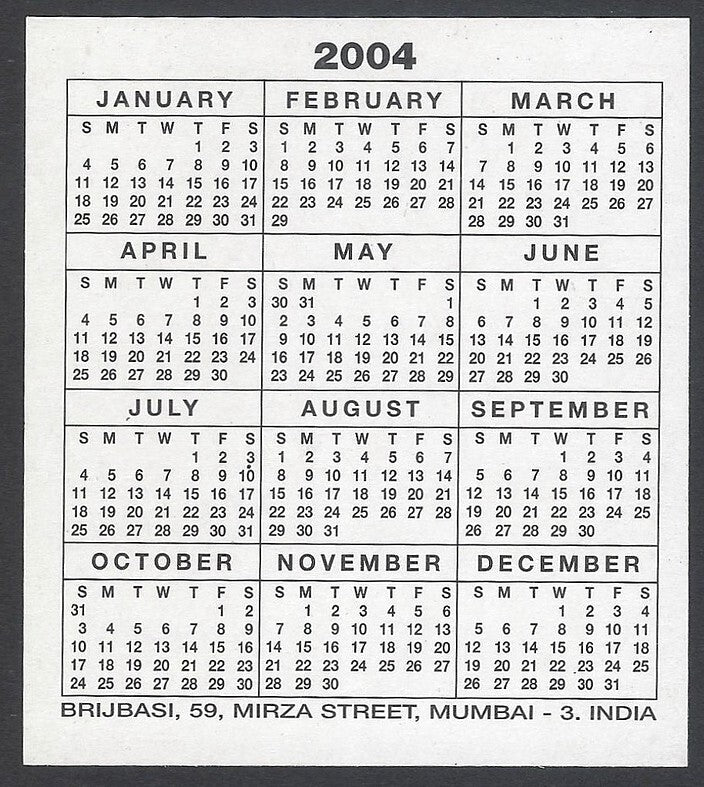 AOP2 India Bollywood 2004 pocket calendar DIA MIRZA