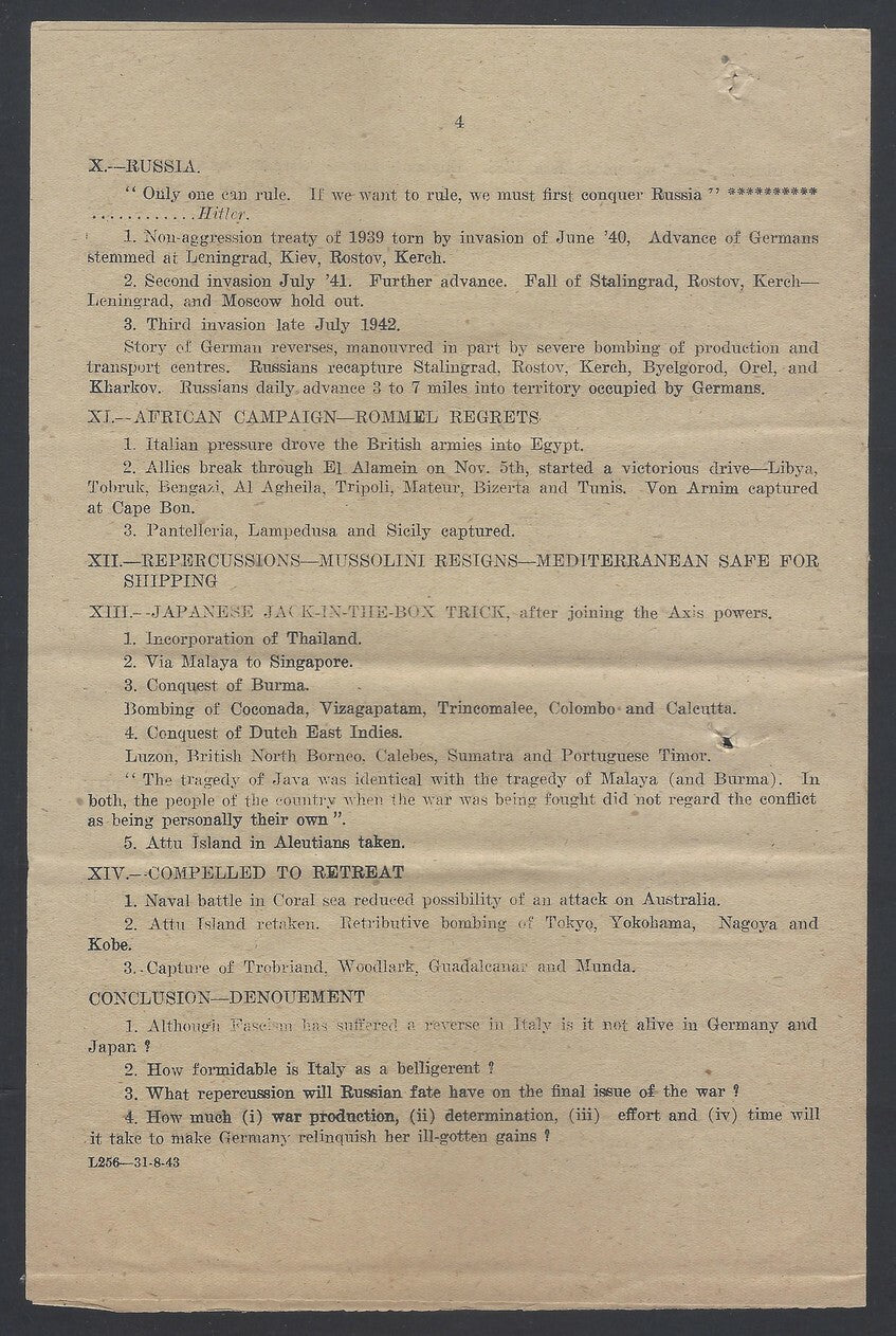 AOP India National War Front Propaganda Leaflet Four Years of War 2pgs