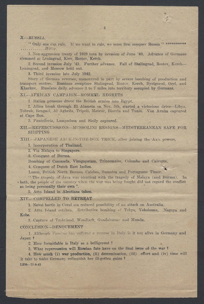 AOP India National War Front Propaganda Leaflet Four Years of War 2pgs