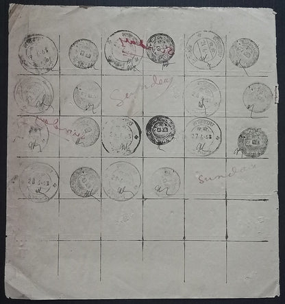 India 1957-68 Post Office daily postmark proof impression sheets (18)