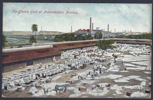 India BOMBAY vintage colour postcard The Dhobie Ghat at Mahalakshmi