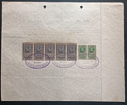 India KGV & KGVI Broker's Note x 7 on 1946 contract note