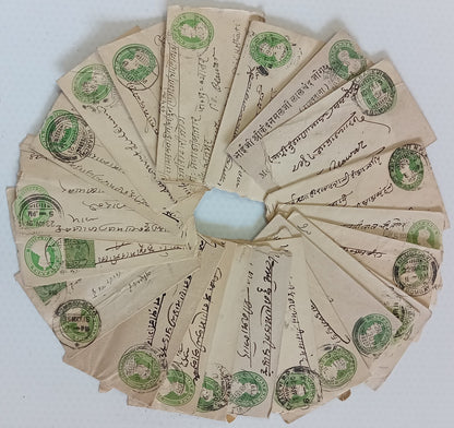 AOP India KGV 1/2a green envelopes x 100 selected for condition WHOLESALE