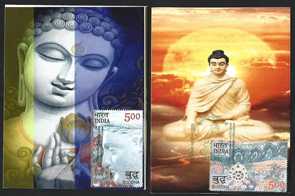 India 2007 Buddha set of 6 on 6 Shrawasti 2022 maximum cards