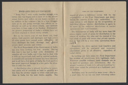 India 1943 WW2 National War Front Propaganda Pamphlet Food And The Government