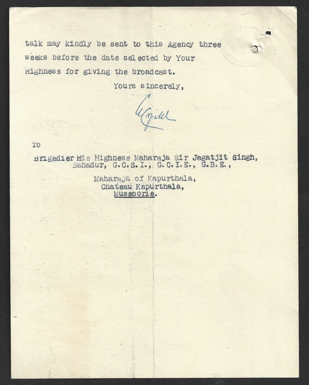 India 1943 BROADCAST TO INDIANS IN JAPANESE OCCUPIED TERRITORIES Official letter