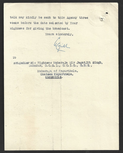 India 1943 BROADCAST TO INDIANS IN JAPANESE OCCUPIED TERRITORIES Official letter