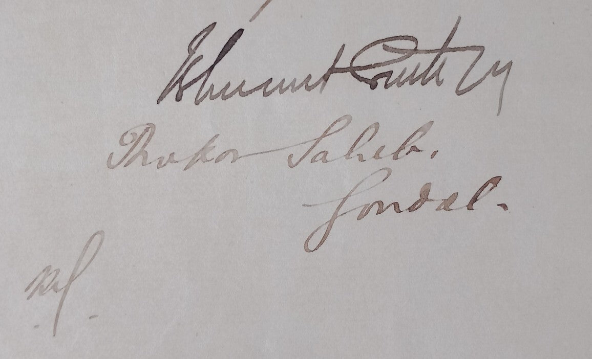 AOP India 1900 letter signed Maharaja of Gondal Bhagwatsinhji