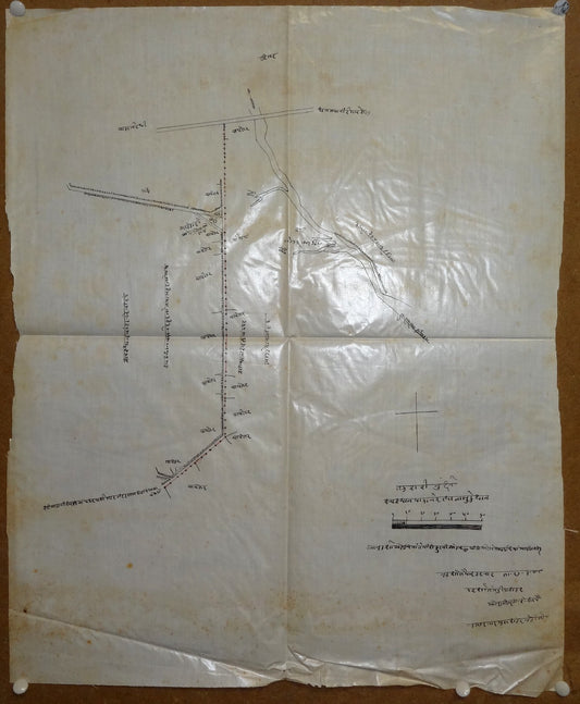 India 1898 hand drawn hand colored map on cloth like paper 18.5” x 23”
