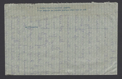 Italy 1953 10 Lire aerogramme to India