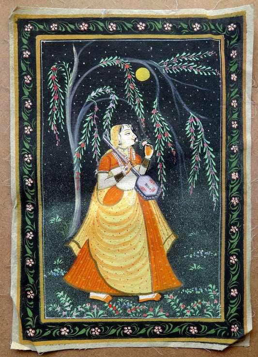 Radha handpainted on cloth 25x36cm India Hindu Art