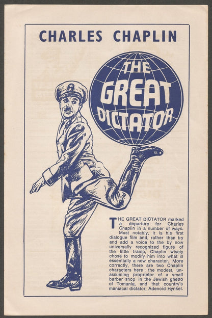 India herald for 1970s release of 1940 THE GREAT DICTATOR Chalie Chaplain