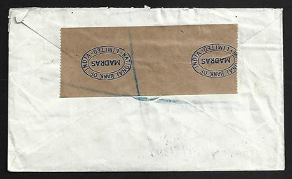 AOP India Feb 1947 KGVI 6 1/2a rate registered cover to England