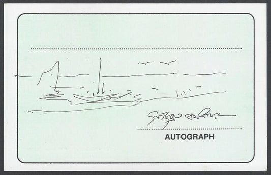 AOP Satyindra Karmakar, Artist pen sketch on autograph card India