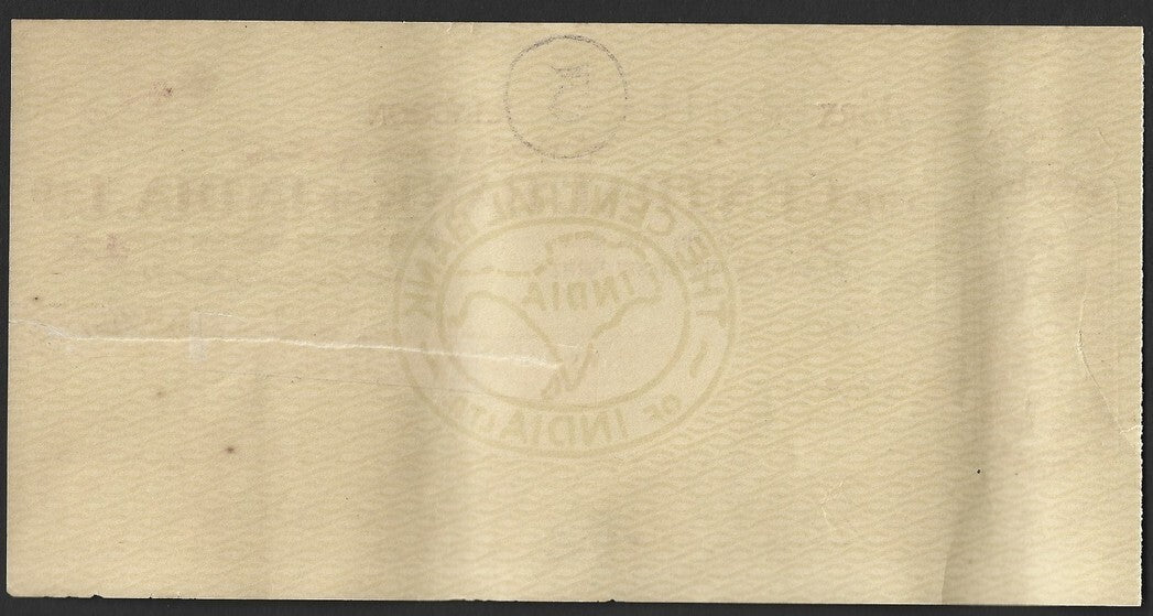Burma Central Bank of India, RANGOON vintage cheque check