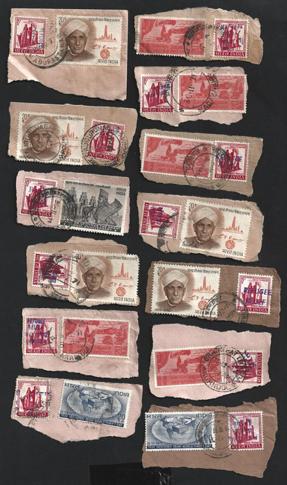 India 1971 Refugee Relief rubberstamp ovpts on pieces 19 pic LARGE COLLECTION