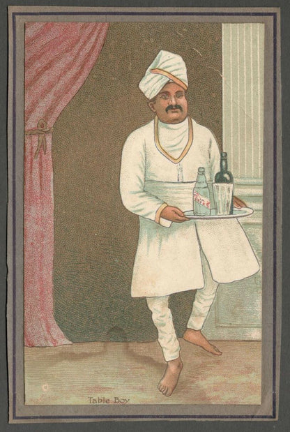AOP India mounted pre-1900 colour litho card TABLE BOY