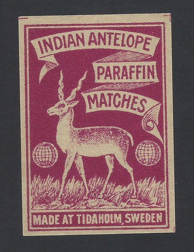 India Vintage 1930s-40s matchbox label  ANTELOPE 