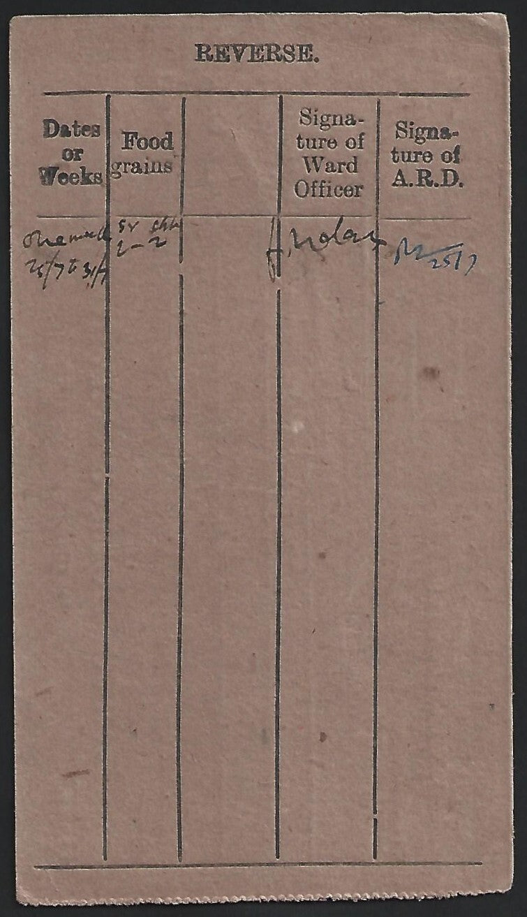 India WW2 JODHPUR RATIONING / TEMPORARY RATION CARD