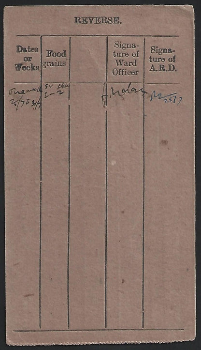 India WW2 JODHPUR RATIONING / TEMPORARY RATION CARD