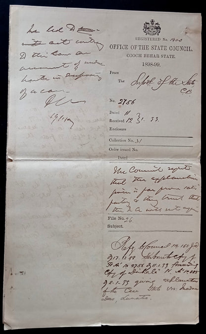 India COOCH BEHAR 1898 document zaz