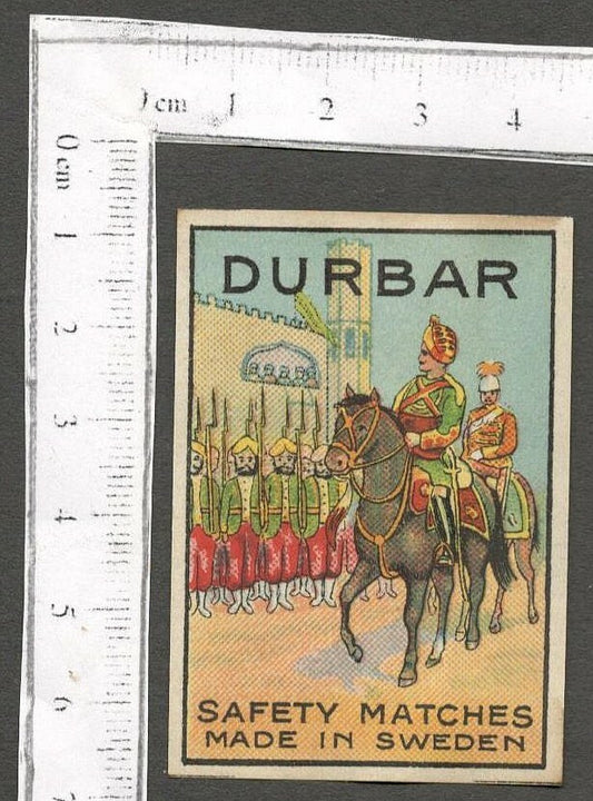 AOP India DURBAR vintage matchbox label