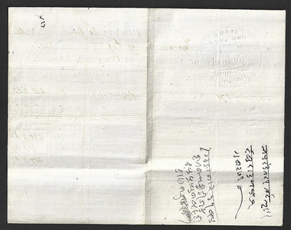 India 1864 1a embossed stamp paper wi printed Akbar Cotton Press Company invoice