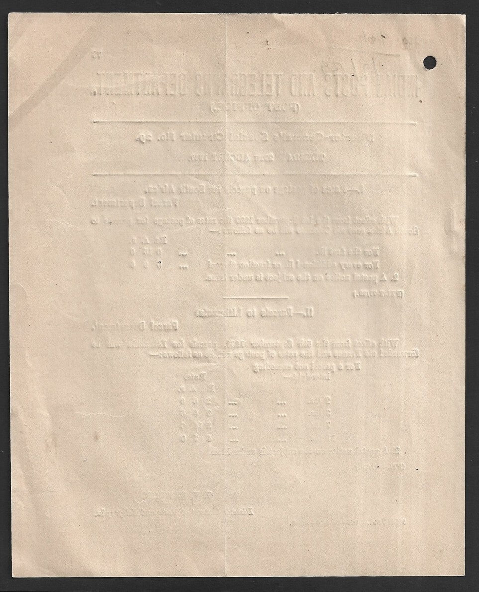 India 1939 POSTAL NOTICE - Parcels to South Africa & Lithuania
