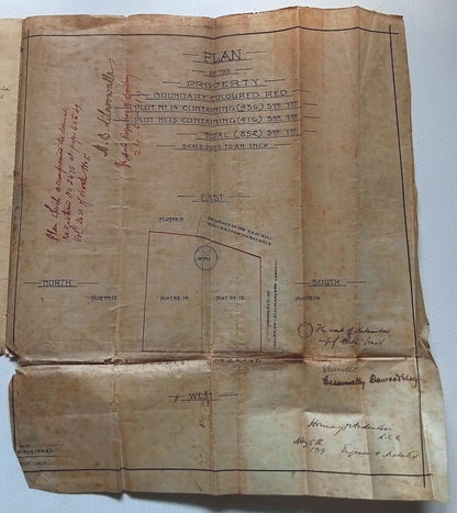 AOP India Special Adhesive KEdVII 100R & KGV 5r & 20R on 1916 indenture & map