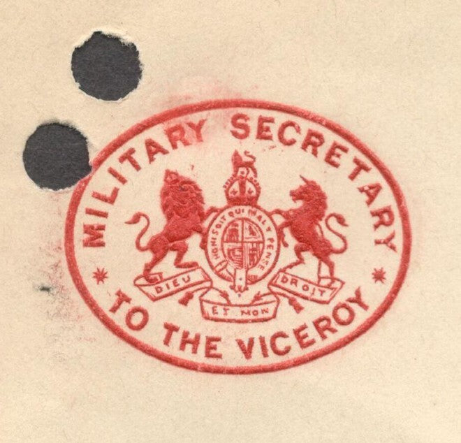 India 1930 crested letter PRIVATE SECRETARY TO THE VICEROY signed