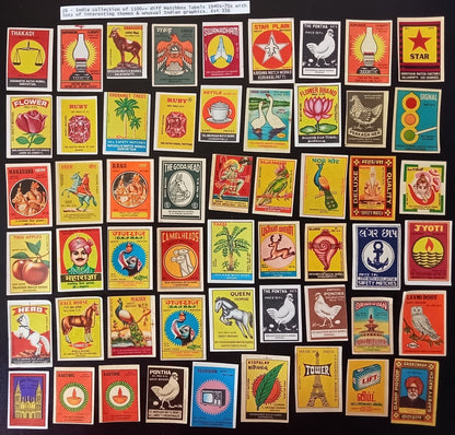 Collection of vintage matchbox labels India unusual graphics 900+ different