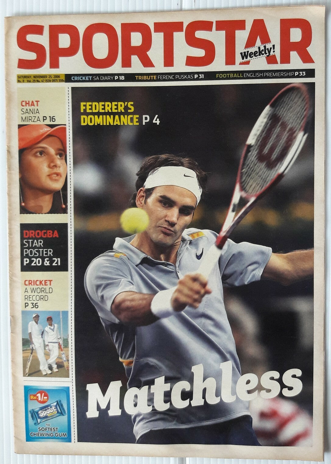 India Sportstar 2006-11 TENNIS cover issues 10” X 13” (5)
