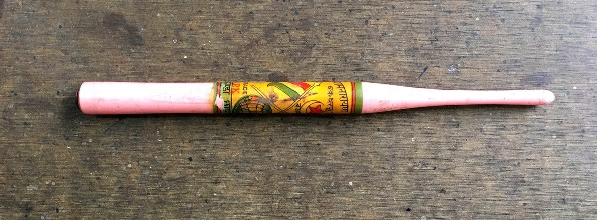 India vintage wooden nib pen with an advertisement for Beedis – tobacco Flags