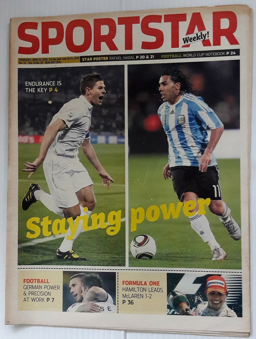 India Sportstar 2006-10 FOOTBALL cover issues 10” X 13” (5)