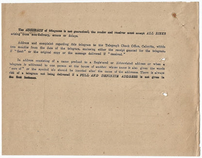 India 1946 telegram from Maharaja Laxman Singhji Dungarpur & signed response