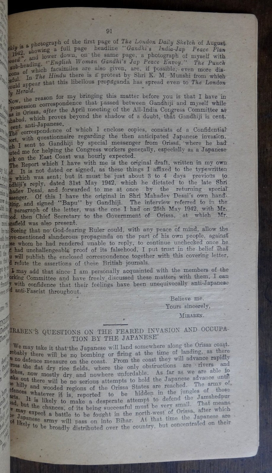 India 1944 GOI publication CORRESPONDENCE WITH MR. GANDHI 1942-4 125pgs