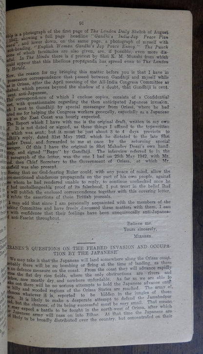India 1944 GOI publication CORRESPONDENCE WITH MR. GANDHI 1942-4 125pgs