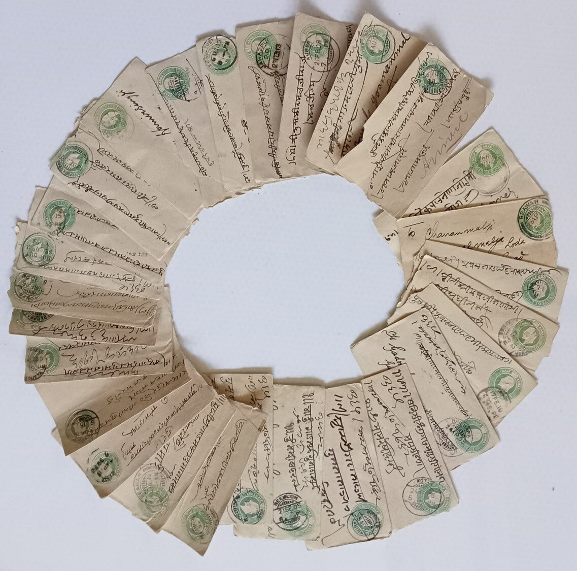 India KEdVII 1/2a green envelopes x 100 selected for condition WHOLESALE
