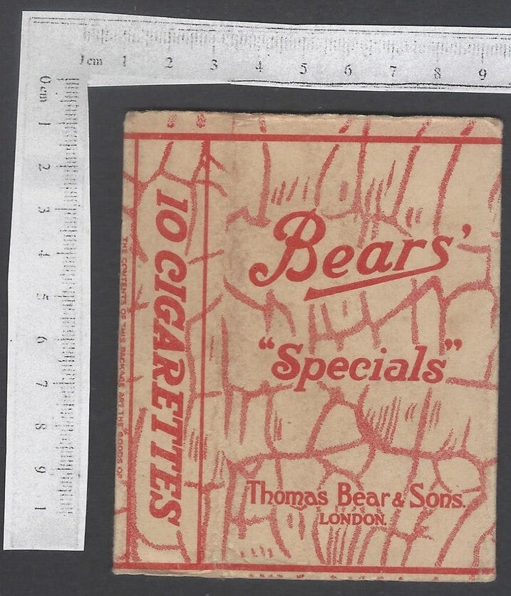 AOP India vintage empty cigarette packet BEARS' SPECIALS