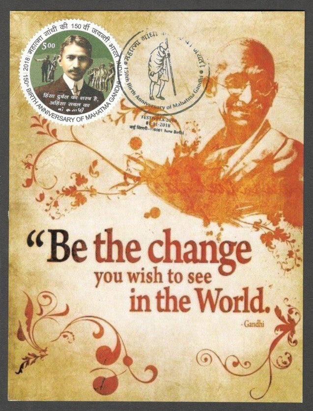 AOP India 2018 GANDHI maxi card Be The Change You Want To See with label