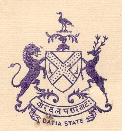 India 1941 crested letter DATIA STATE
