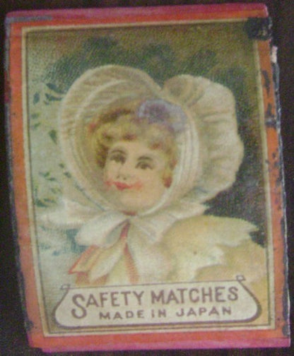 India c.1910 wood backed curved matchbox label European Girl