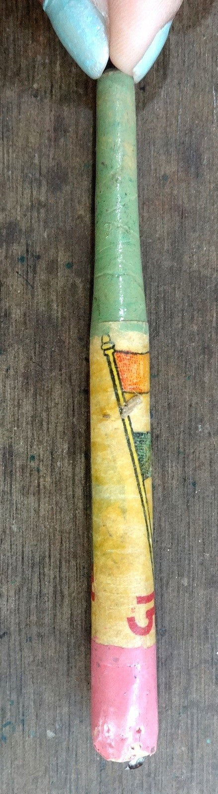 India vintage wooden pictorial pen (no nib) showing Nehru