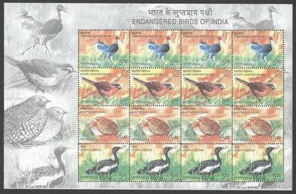 India 2006 Endangered Birds mixed sheetlet MNH