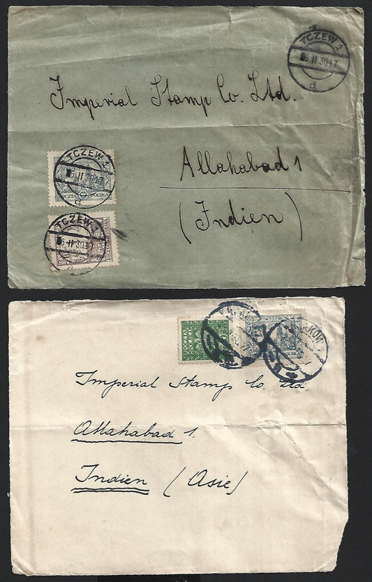 (AOP) Czechoslovakia 1930 cover fronts to Allahabad, India (2)