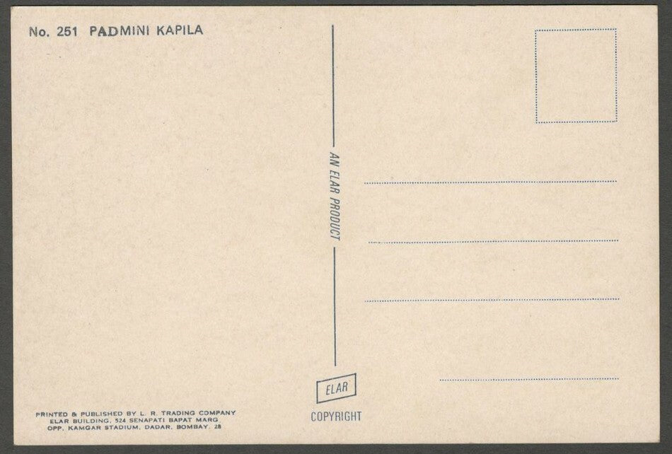 India Bollywood vintage postcard wth facsimile signature PADMINI KAPILA ELAR 251