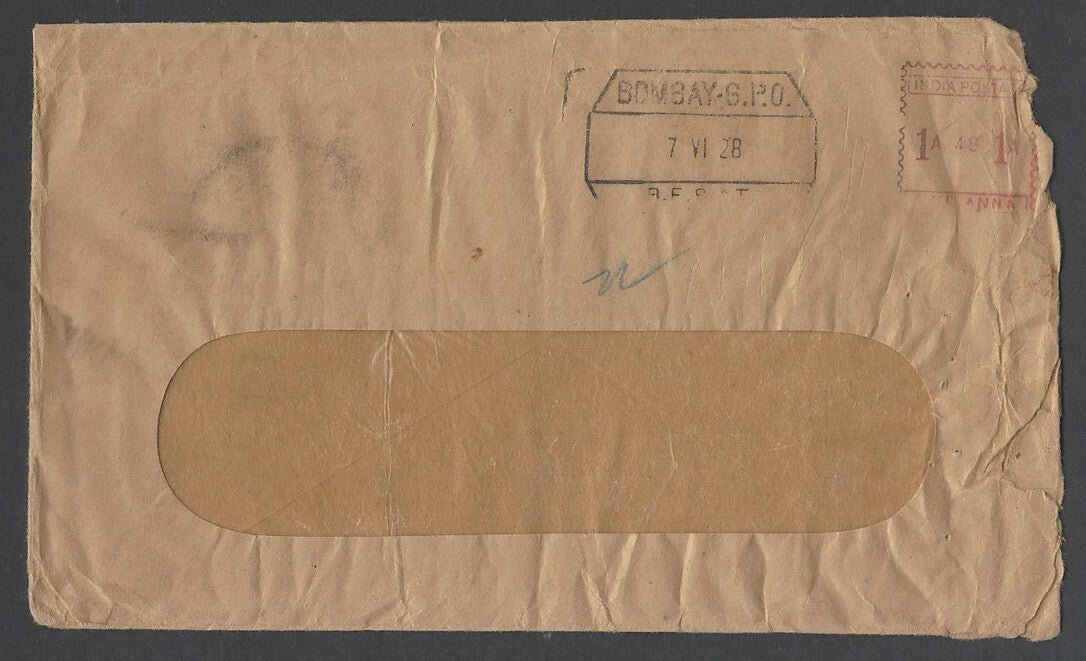 AOPIMT India Bombay 1928 bicolour meter cover BES&T Co.