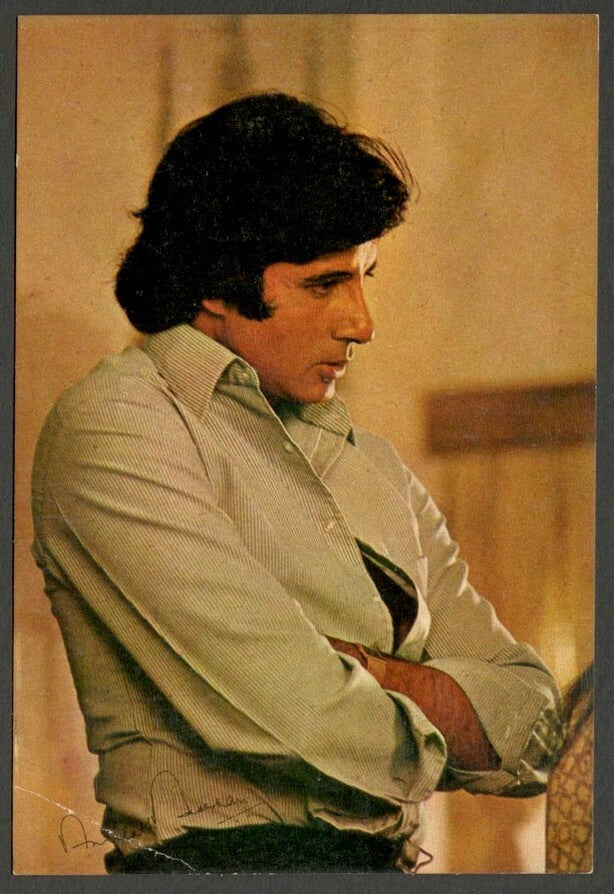 India Bollywood vintage postcard facsimile signature AMITABH BACHCHAN ELAR 293