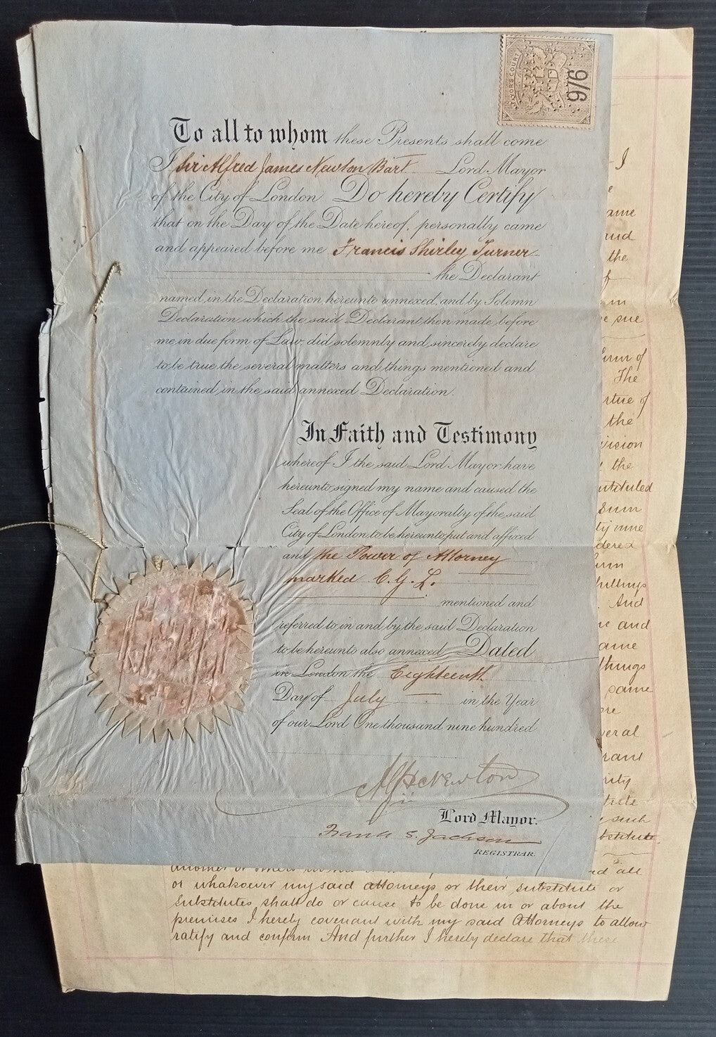 GB Mayors Court & Justice Room (2) & India QV SP Adh 5R on 1898 document zaz