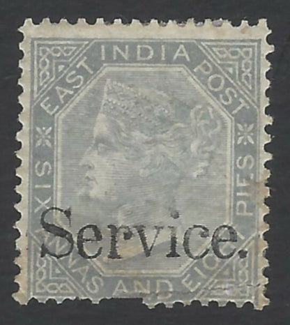 East India 1867 Service 6a8p slate unissued MH SG 030b Phila S32